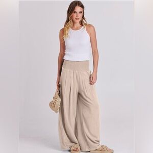 Tan Wide-Leg Pants